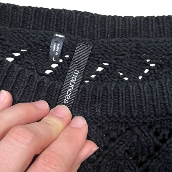 Maurices Black White Colorblock Open Knit Sweater L - Picture 3 of 4